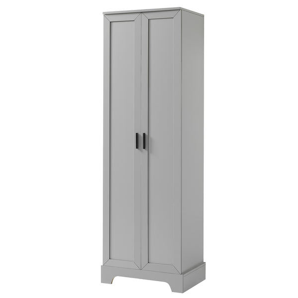 English Elm Storage Cabinet Modern Two-Door MDF Organizer with Adjustable Shelf, Anti-Tip Hardware, Durable Design Grey N725P331419E