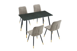 English Elm Modern Sintered Stone Rectangular Dining Table with Metal Legs for Four Seats Dark Gray W3493S00014