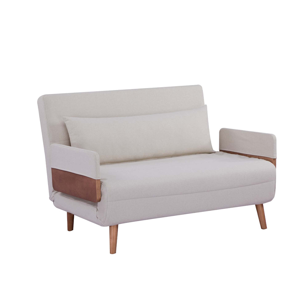 English Elm TRIO Extra Loveseat sleeper sofa bed converts in 10s with 3-position backrest, breathable linen, silent hinges for small spaces Beige W3391P325413