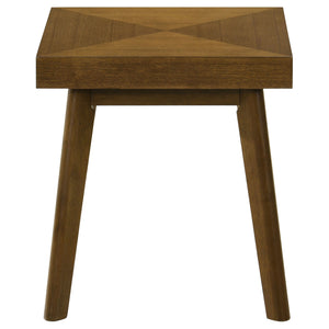 English Elm Hayward Walnut Brown Square End Table with Parquet Veneer Top, Mid-Century Modern 22"H Accent Table B062P299983