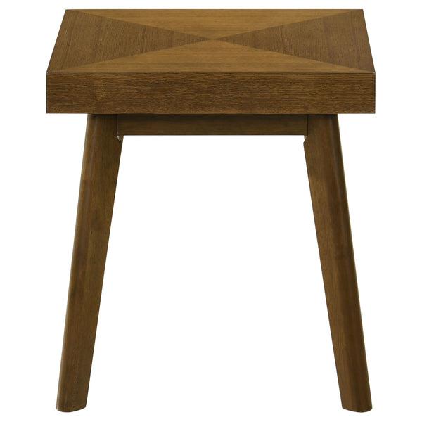 English Elm Hayward Walnut Brown Square End Table with Parquet Veneer Top, Mid-Century Modern 22"H Accent Table B062P299983