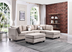 English Elm Malone Modern Microfiber Sectional Sofa with Pocketed Coil & Foam Seating, Removable Backs for EZ Delivery White 27.5 L x 47.5 W x 23 H B078S00531