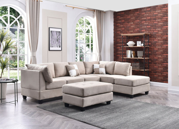 English Elm Malone Modern Microfiber Sectional Sofa with Pocketed Coil & Foam Seating, Removable Backs for EZ Delivery White 27.5 L x 47.5 W x 23 H B078S00531