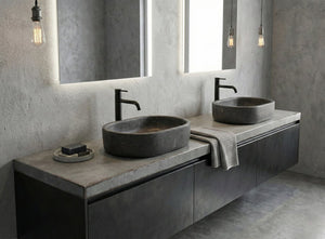 English Elm Luxury Solid Marble Vessel Sink Wavy Organic Stone Basin Matte Honed Vanity Bowl W1696P408022