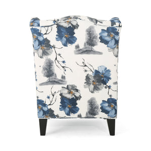 English Elm Christopher Knight Home® - TODDMAN High-Back Club Chair with Smooth Upholstery and Sloped Arms, Modern Wingback Comfort beige +blue flower 64469.00