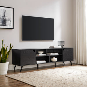 English Elm Walker Edison - Contemporary Minimalist 2-Door TV Stand for TVs up to 80" with Cord Management, Adjustable Shelves Black 82.63 L x 19.38 W x 4.88 H B185P169003