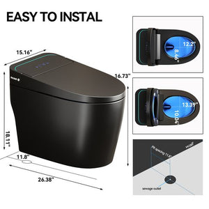 English Elm Unique Intelligent One Piece Toilet with Bidet Warm Air Dryer and Auto Sensor Seat Black W3133P476381