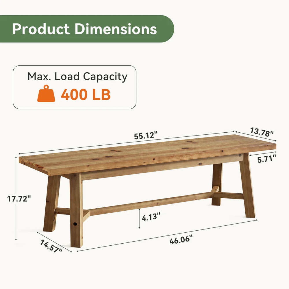 English Elm Entryway Solid Hardwood Bench Distressed Farmhouse Finish 55 Inch Rustic Shoe Seat T3971P464224