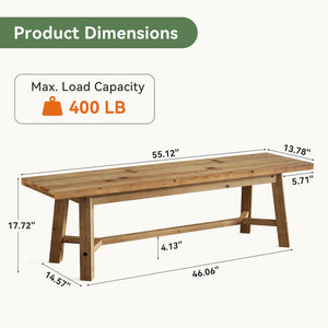 English Elm Entryway Solid Hardwood Bench Distressed Farmhouse Finish 55 Inch Rustic Shoe Seat T3971P464224