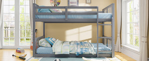 English Elm Twin Over Bunk Bed Solid Pine Frame Gray Finish with Guardrail for Kids N708P429640E
