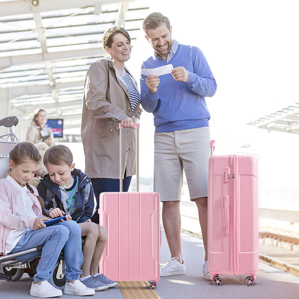 English Elm Luggage Set 3 Piece Abs Hard Shell Expandable Suitcase with Tsa Lock Spinner Wheels Pink N730P296584P