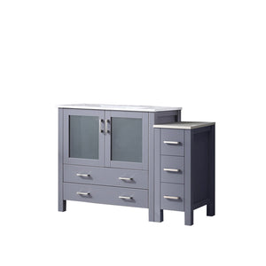 English Elm Dark Grey Single Bath Vanity 48" W With White Ceramic Top, Side Cabinet & Soft-Close Storage Drawers B2731S00970