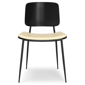 English Elm Hayley Off White Dining Chair Set of 2 – Mid-Century Molded Plywood, Vegan Leather Seat, Metal Legs B136P266929