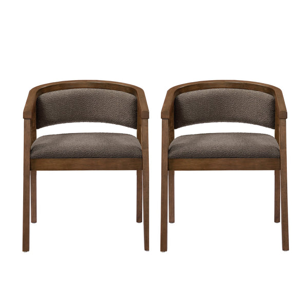 English Elm Christopher Knight Home® - U-shaped Mid-Century Dining Chair with Armrests, Bouclé Upholstery, High-Density Foam Comfort Brown,Walnut N771P331338W