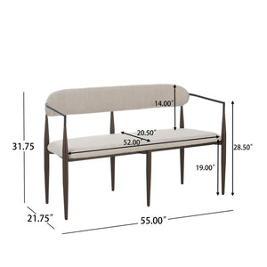 English Elm Metal Boucle Settee Loveseat with Sculptural Toothpick Legs for Modern Living Spaces Beige,Dark Coffee+Black N771P247148H