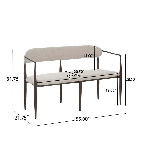 English Elm Metal Boucle Settee Loveseat with Sculptural Toothpick Legs for Modern Living Spaces Beige,Dark Coffee+Black N771P247148H