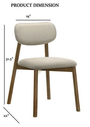 English Elm Mid-Century Upholstered Side Chair Pair with Rubberwood Frame, Curved Backrest and Cozy Seat Cushioning Beige,Walnut 33 L x 30 W x 8 H B2741P406142