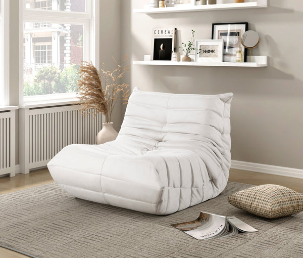 English Elm Luxury plush tufted floor chair with microfiber pleats, wide comfy seat, non-slip base for lounging Beige 32.5 L x 39 W x 27 H B011P300061