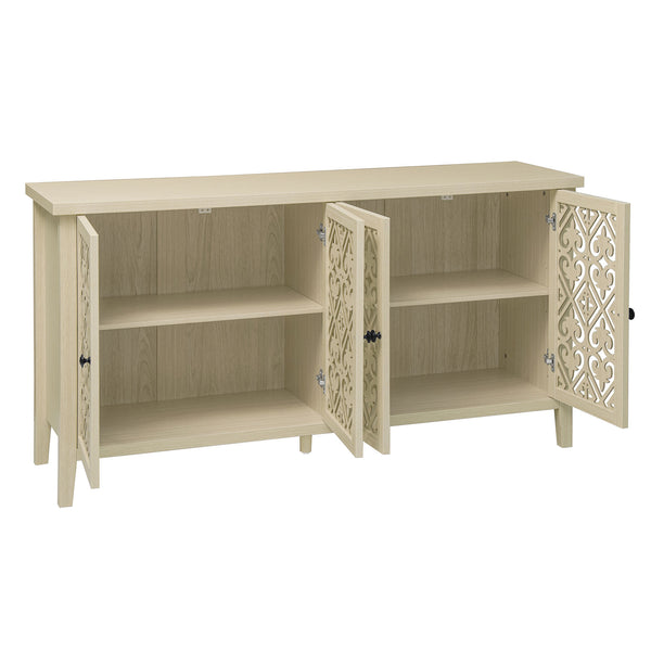 English Elm Hollowed-Out Cabinet With 4 Doors - Stylish American Furniture For Living Room, Bedroom & Study W688P223025