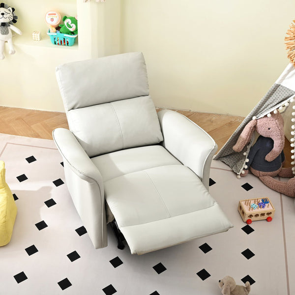 English Elm Manual Rocker Recliner Chair In Soft Pu Leather - Space-Saving Comfort For Nurseries & Living Rooms W1028S00048