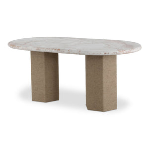 English Elm Sartoria Oval Breccia Marble Dining Table with Jute Wrapped Mango Wood Base B2769S00004