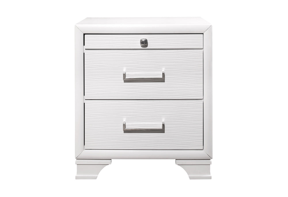 English Elm CIVIC Solid White Nightstand with Dovetail Drawers, 2 Storage Drawers, Solid Wood + MDF, 20x14x26" B201P215848