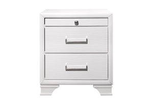 English Elm CIVIC Solid White Nightstand with Dovetail Drawers, 2 Storage Drawers, Solid Wood + MDF, 20x14x26" B201P215848