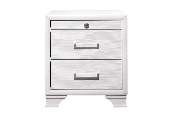 English Elm CIVIC Solid White Nightstand with Dovetail Drawers, 2 Storage Drawers, Solid Wood + MDF, 20x14x26" B201P215848
