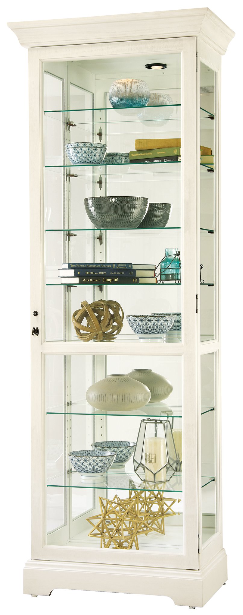 Hekman Furniture 680662 Chesterbrook V Curio Cabinet - Lighted Display, Adjustable Shelves & Quality Craftsmanship Aged Linen Chesterbrook V Curio Cabinet 680662