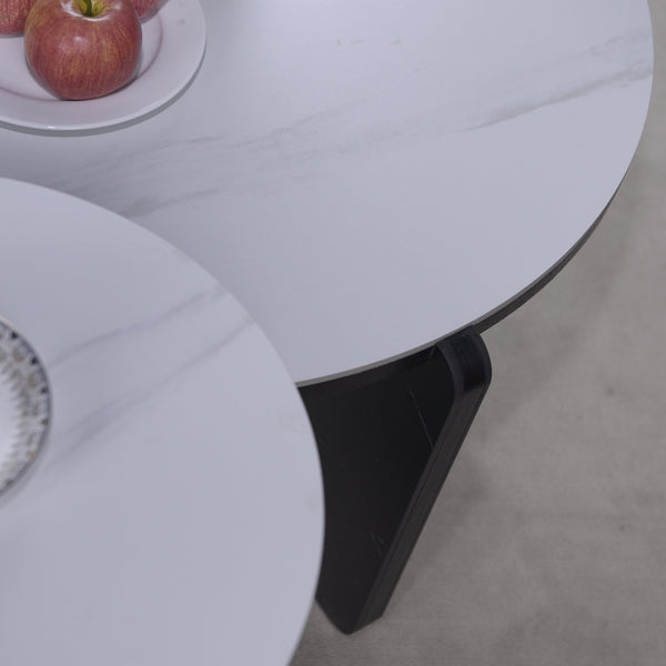 English Elm Set of 2 Round Sintered Stone Nesting Tables Sleek Modern Accent for Living Rooms W2899P405896