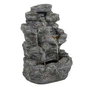 English Elm Christopher Knight Home® - 5-Tiered Concrete Fountain Slim Column with LED Lighting, Weather-Resistant Modern Garden Accent, Space-Saving 디자인 N765P324556G