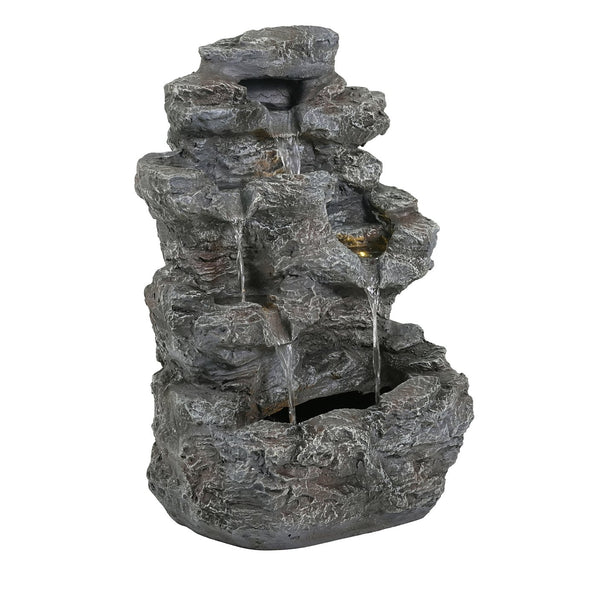 English Elm Christopher Knight Home® - 5-Tiered Concrete Fountain Slim Column with LED Lighting, Weather-Resistant Modern Garden Accent, Space-Saving 디자인 N765P324556G