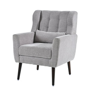 English Elm Modern Accent Chair with Ergonomic Chenille Upholstery, Padded Foam Seat and Solid Wood Legs, Stylish Lounge Seating for Living Room Bedroom Reading Nook Grey W1028P162720