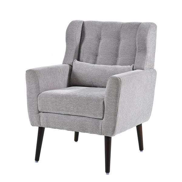 English Elm Modern Accent Chair with Ergonomic Chenille Upholstery, Padded Foam Seat and Solid Wood Legs, Stylish Lounge Seating for Living Room Bedroom Reading Nook Grey W1028P162720