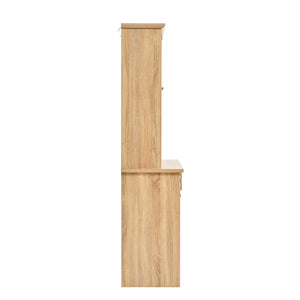 English Elm Topmax Farmhouse Buffet Hutch with Wine Rack Shaker Glass Pantry Cabinet N717P327043N