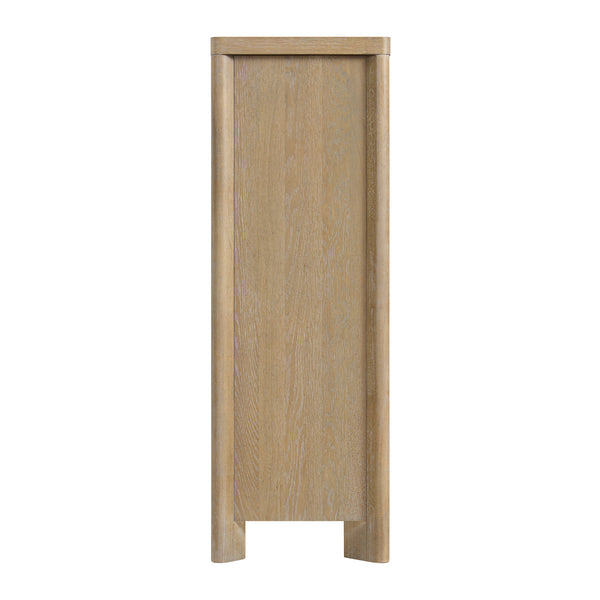 English Elm Wallace & Bay - Tan 6-Drawer Chest — Contemporary Sand Dune Wood Dresser, Easy-Care Finish, 40"W x 18"D x 52"H B361P384428