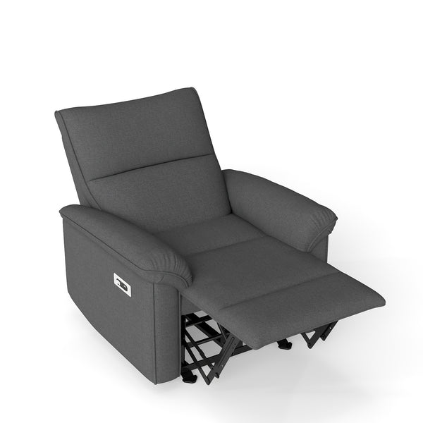 English Elm Wall Zero Wall Power Recliner Chair with Overstuffed Backrest, USB Type-C Charging Port, Space-Saving Electric Recliner for Small Rooms Dark Gray W1028S00055