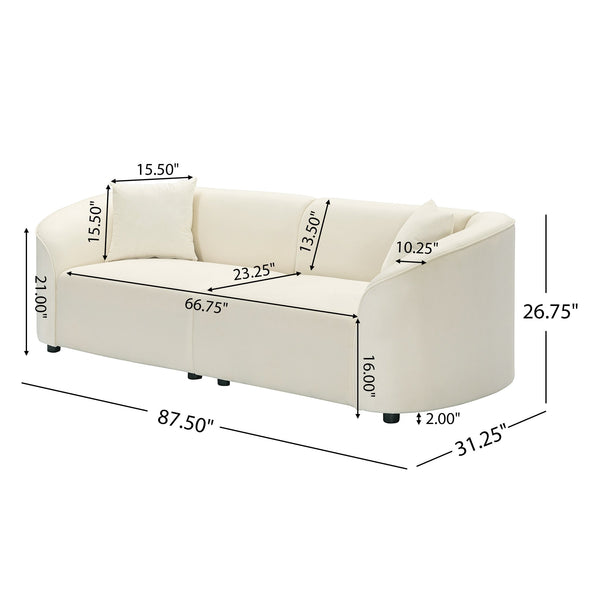 English Elm Christopher Knight Home® - 87" Curved Contemporary Sofa In Off-White Velvet: Elegant Design, Plush Comfort & Durable Frame For Living Spaces N767P2323857B