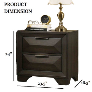 English Elm Beautiful Espresso Wood Panel Queen Bed Set with Two Nightstands for Transitional Bedroom B2741S00897