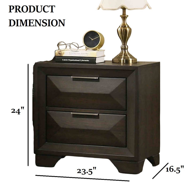 English Elm Beautiful Espresso Wood Panel Queen Bed Set with Two Nightstands for Transitional Bedroom B2741S00897