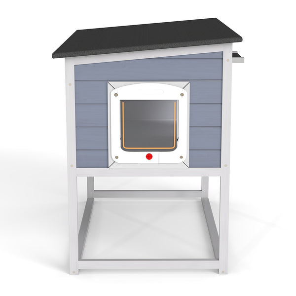 English Elm 2-tier Pine Rabbit Hutch on Wheels with Ramp Removable Tray and Openable Roof W2181P356242