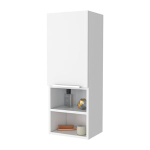 English Elm Milwaukee Mirror Medicine Cabinet White — Spacious 2 Interior Shelves, 2 Open Bottom Shelves, Water‑Resistant Engineered Wood 32" H B128P148746