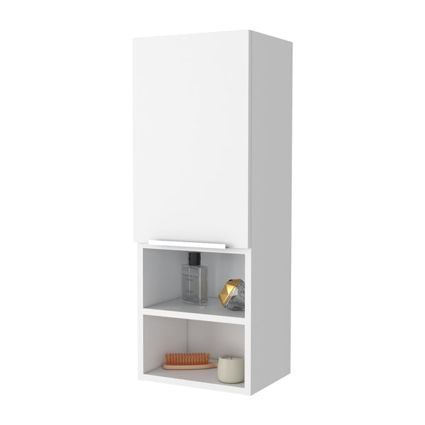 English Elm Milwaukee Mirror Medicine Cabinet White — Spacious 2 Interior Shelves, 2 Open Bottom Shelves, Water‑Resistant Engineered Wood 32" H B128P148746