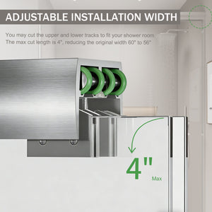 English Elm 56-60 in Semi-frameless Bypass Shower Door with Tempered Glass and Aluminum Hardware Brushed Nickel W1920P300300