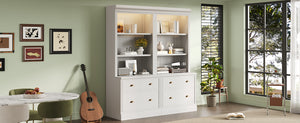 English Elm 83.4"Tall Modern Bookshelf Suite With Led Lighting, Drawers & Open Shelves For Stylish Storage Solutions N751S059420K