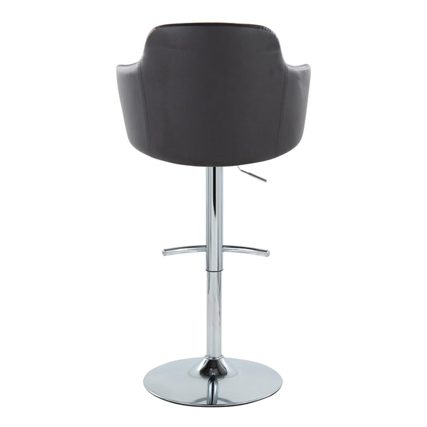 English Elm Contemporary Swivel Barstools Set of 2 Adjustable Chrome Base Faux Leather Bucket Seats B202S00747