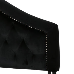 English Elm Tufted Queen Headboard with Nailhead Trim Solid Wood Frame Adjustable Iron Legs Black 57875.00NVLTBLK