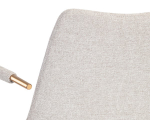 Sunpan Andres Swivel Dining Armchair – Elegant Industrial Design with Gold Legs for Stylish Dining Spaces Belfast Heather Grey