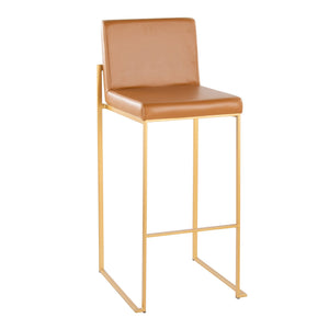 English Elm Contemporary High Back Upholstered Barstool Set with Black Steel Frame for Kitchen B202P222202