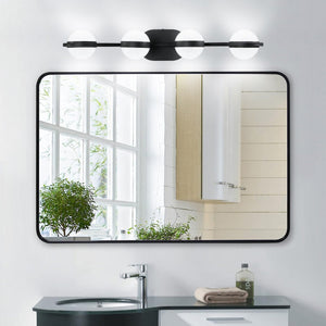 English Elm (Same As W1340P143677/L2001-B-4) 30" Black Led Bathroom Vanity Light - 4-Light Modern Fixture With Acrylic Shades W1340P206792